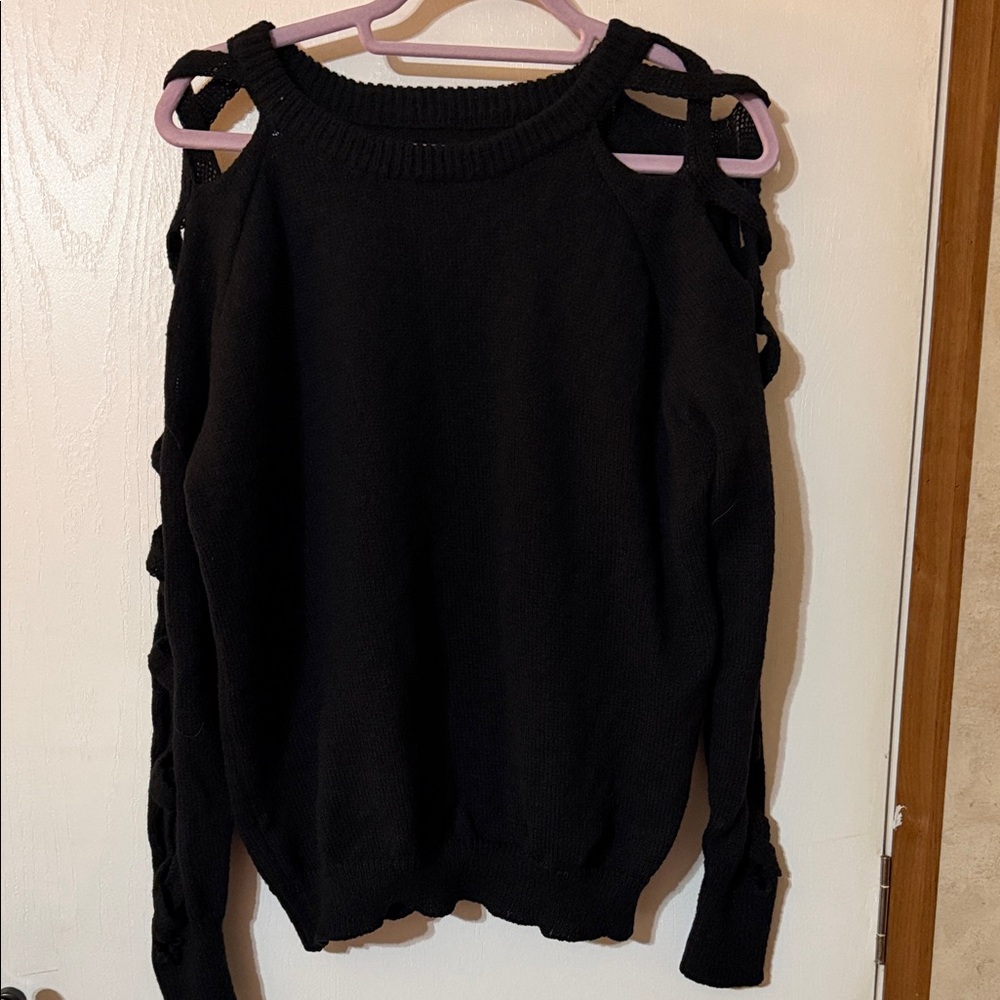 Source Unknown Black Strappy Sweater